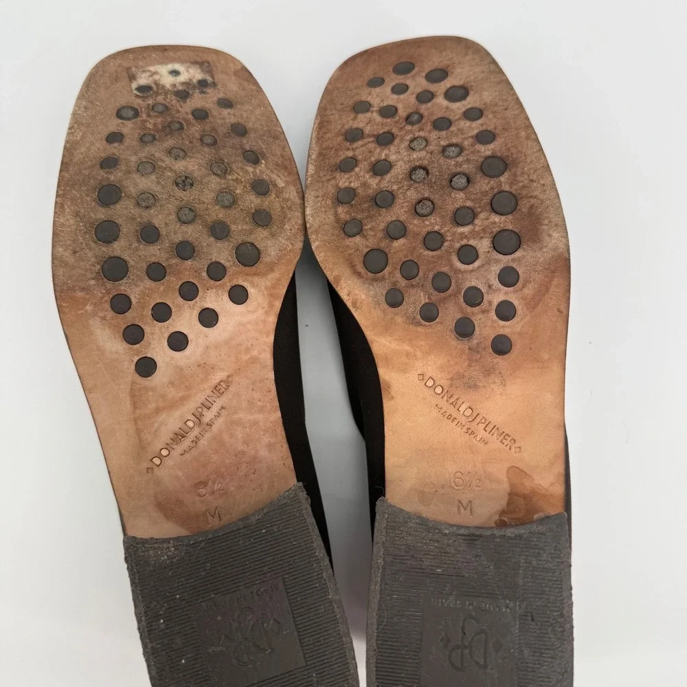 Donald J Pliner Vtg Brown Stretch Fabric Square Toe Loafers‎ Made in Spain 6.5